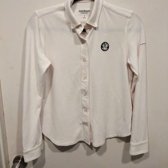 Jack Bunny!! By Pearly Gates Women's Knit Long Sleeve Button Front Shirt Sz 1(M) - Picture 1 of 9